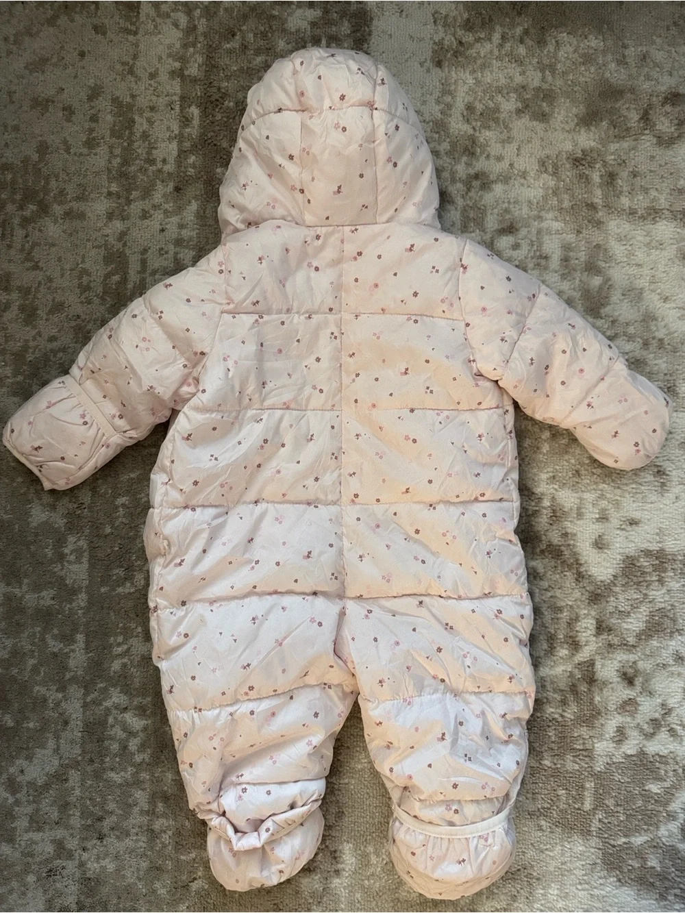 GAP Light Pink Quilted Hooded Infant One-Piece Snowsuit 6-12 months